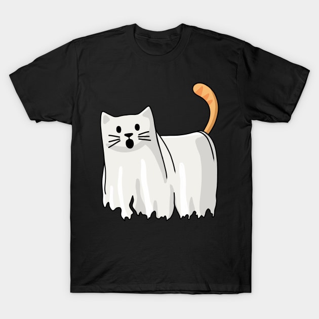 Ghost Cat Costume T-Shirt by Doodlecats 